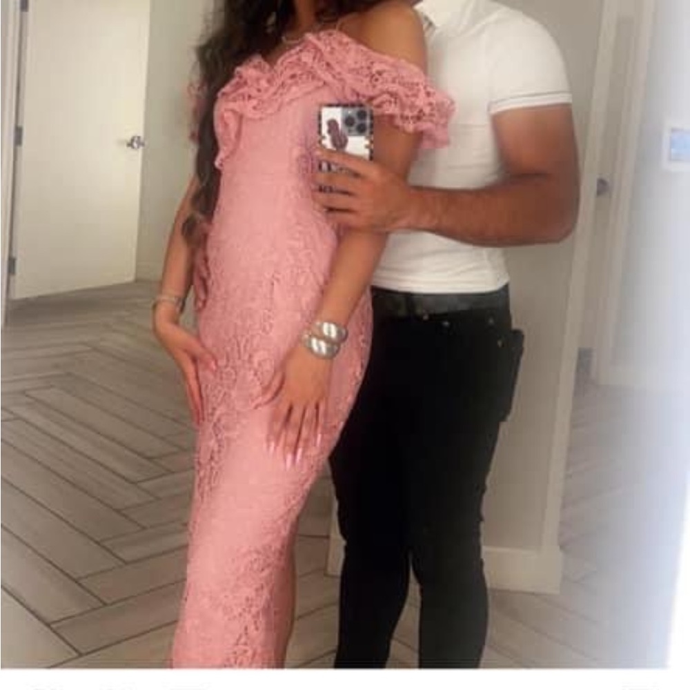 Pink lace detail dress